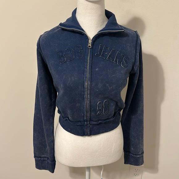 BDG Tops - BDG Urban Outfitters Navy Marin Zip Up Sweatshirt Size Medium
